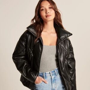 Vegan leather diamond puffer jacket